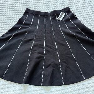 Grace Elements Black Skater Skirt with White Accents